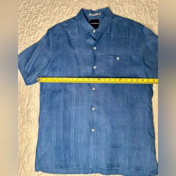 Tommy Bahama 100% Linen Textured Short Sleeve Button-Up Shirt M Resort Classic - Picture 8 of 10